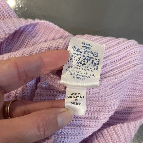 Lands End Sweater Women 1X Purple Chunky Mock Neck Lilac 100% Cotton Ribbed Knit - Picture 6 of 7